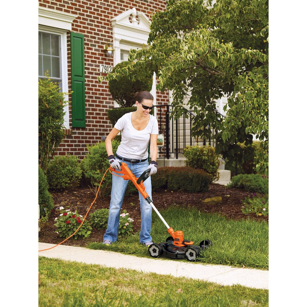 12-inch 6.5 Amp Corded Electric Straight Shaft Single Line 3-in-1 String Grass Trimmer/Lawn Edger/Push Mower