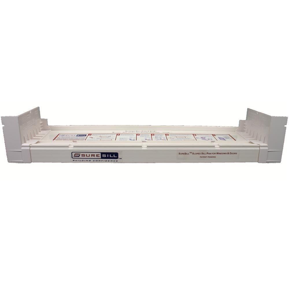 4 9/16-inch x 39-inch PVC Sloped Sill Pan for Door and Window Installation and Flashing in White