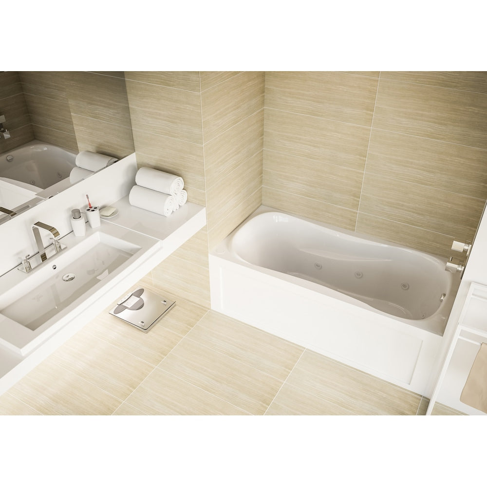 Baignoire rectangulaire en acrylique Prescott de 60 po x 30 po x 20 po de hauteur, drain à droite, profondeur de trempage de 13 po, blanche