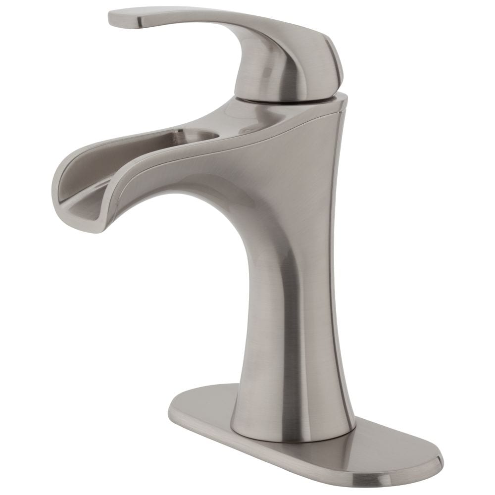 Robinet de lavabo de salle de bain Jaida à poignée unique en nickel brossé à 1 ou 3 trous