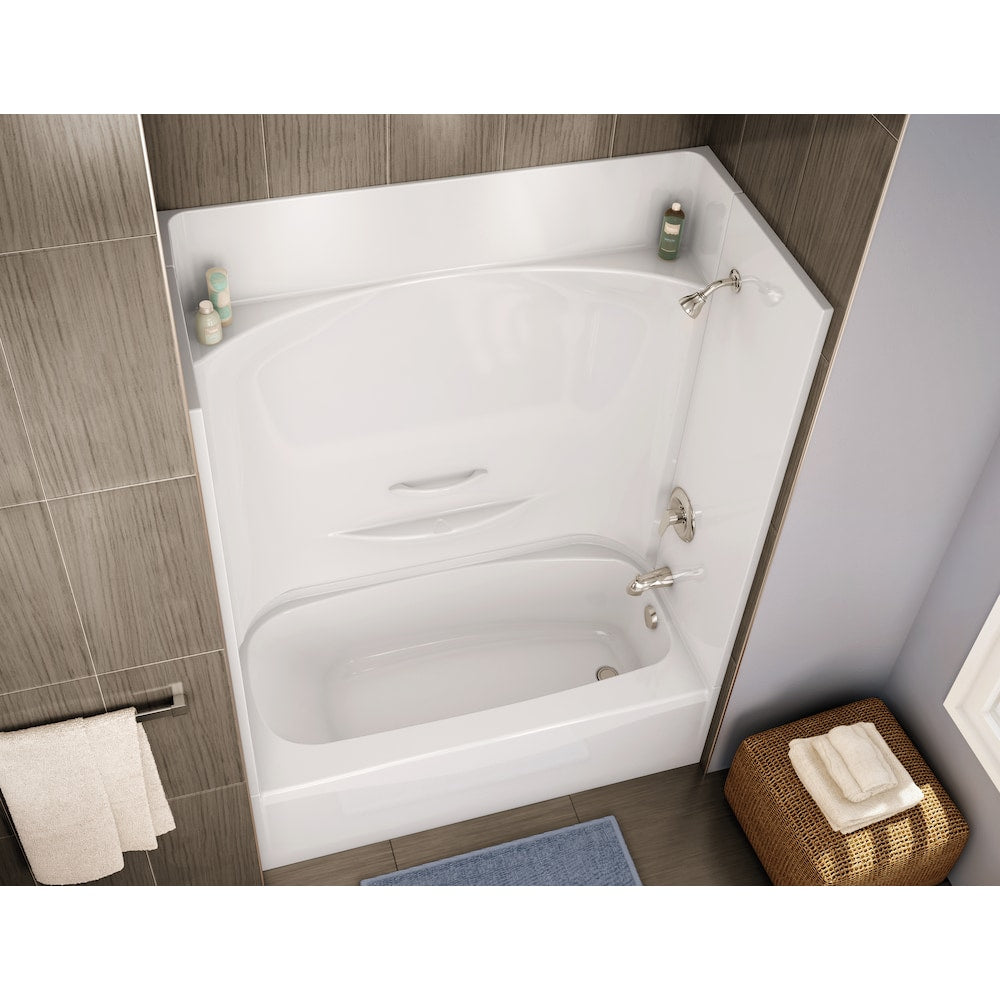 Baignoire en alcôve rectangulaire Essence 60L x 30W x 18,8H AcrylX avec système PIN, drain à droite, en blanc