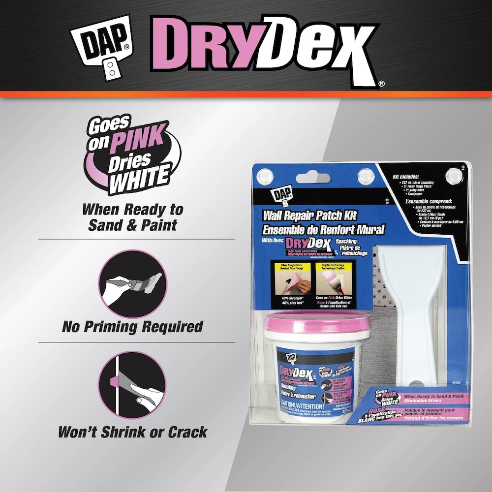 Wall Repair Patch Kit with DRYDex® Spackling White 237 mL