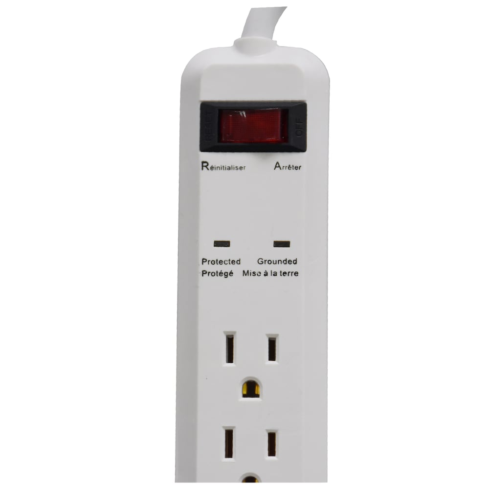 3 ft. 6-Outlet 14 Gauge 15 Amps Heavy Duty Indoor/Outdoor Surge Protector Extension Cord, White