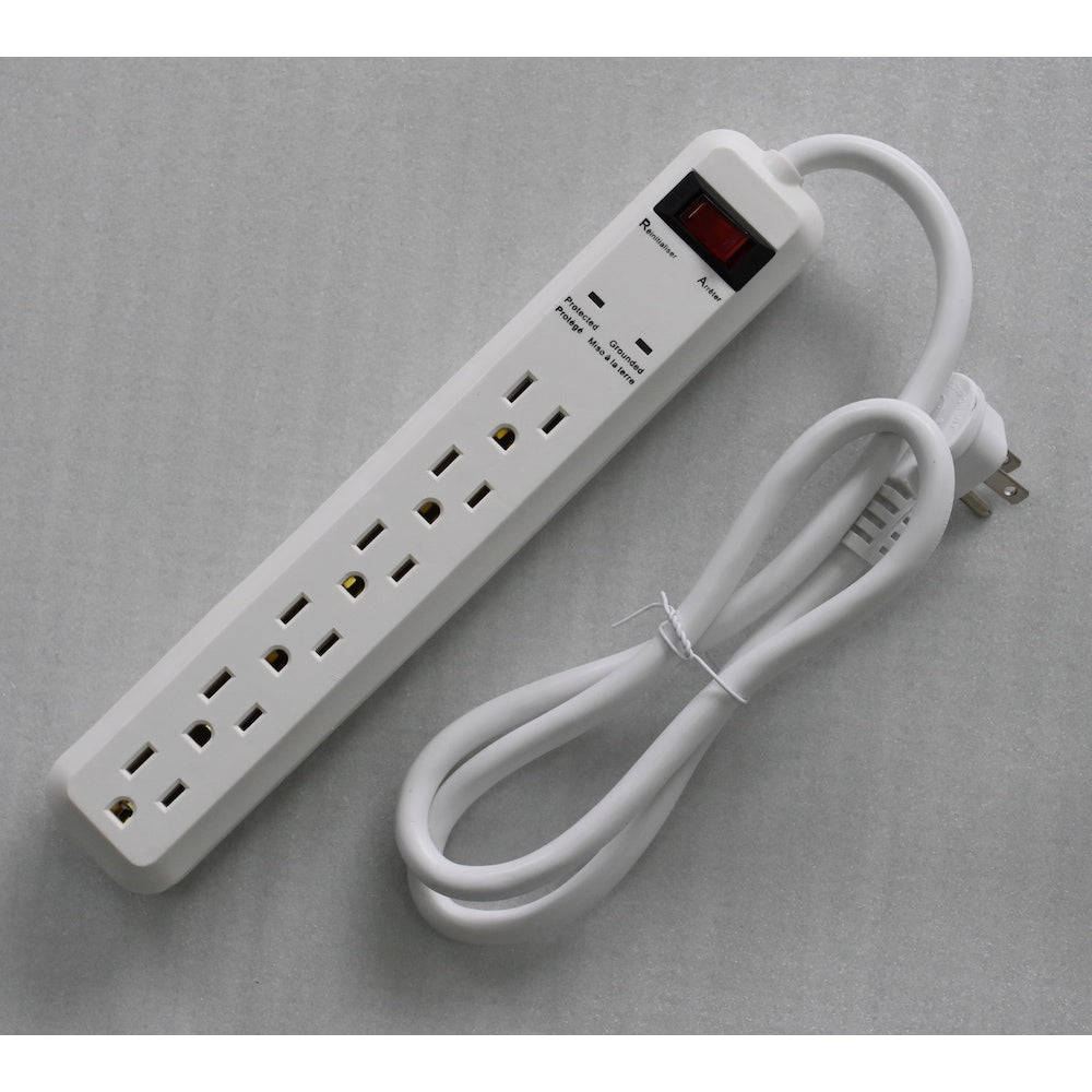3 ft. 6-Outlet 14 Gauge 15 Amps Heavy Duty Indoor/Outdoor Surge Protector Extension Cord, White