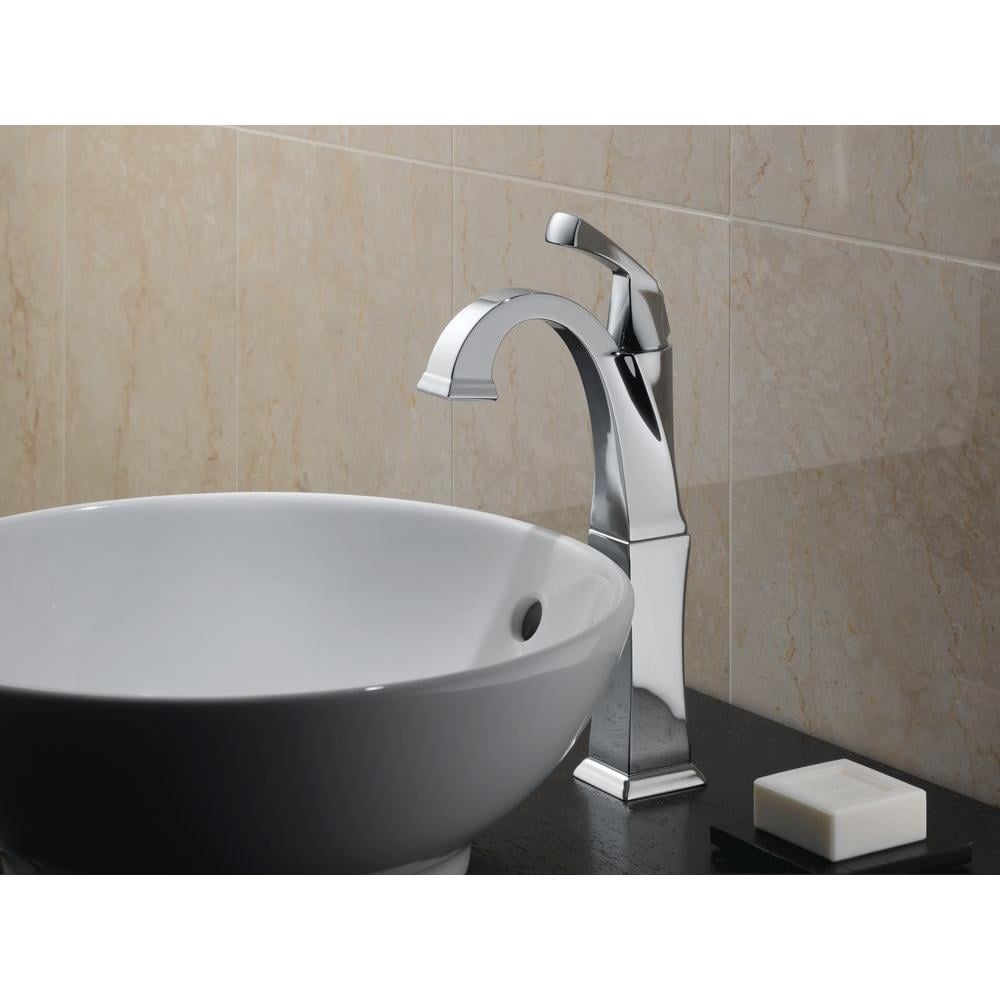 Robinet de lavabo de salle de bain à arc élevé à poignée unique et à trou unique Dryden, montage sur pont, débit standard, chrome