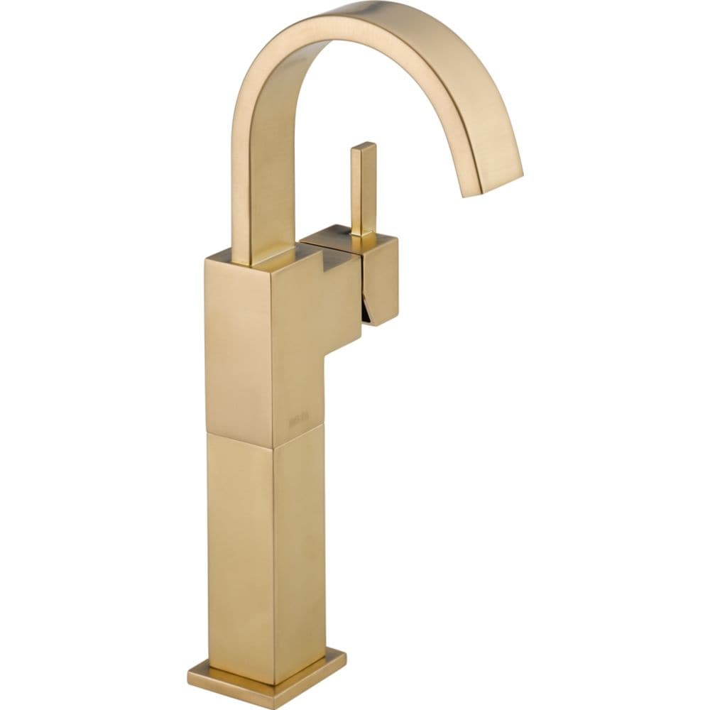 Robinet de lavabo de salle de bain à arc élevé à poignée unique et à trou unique Vero, débit standard, or