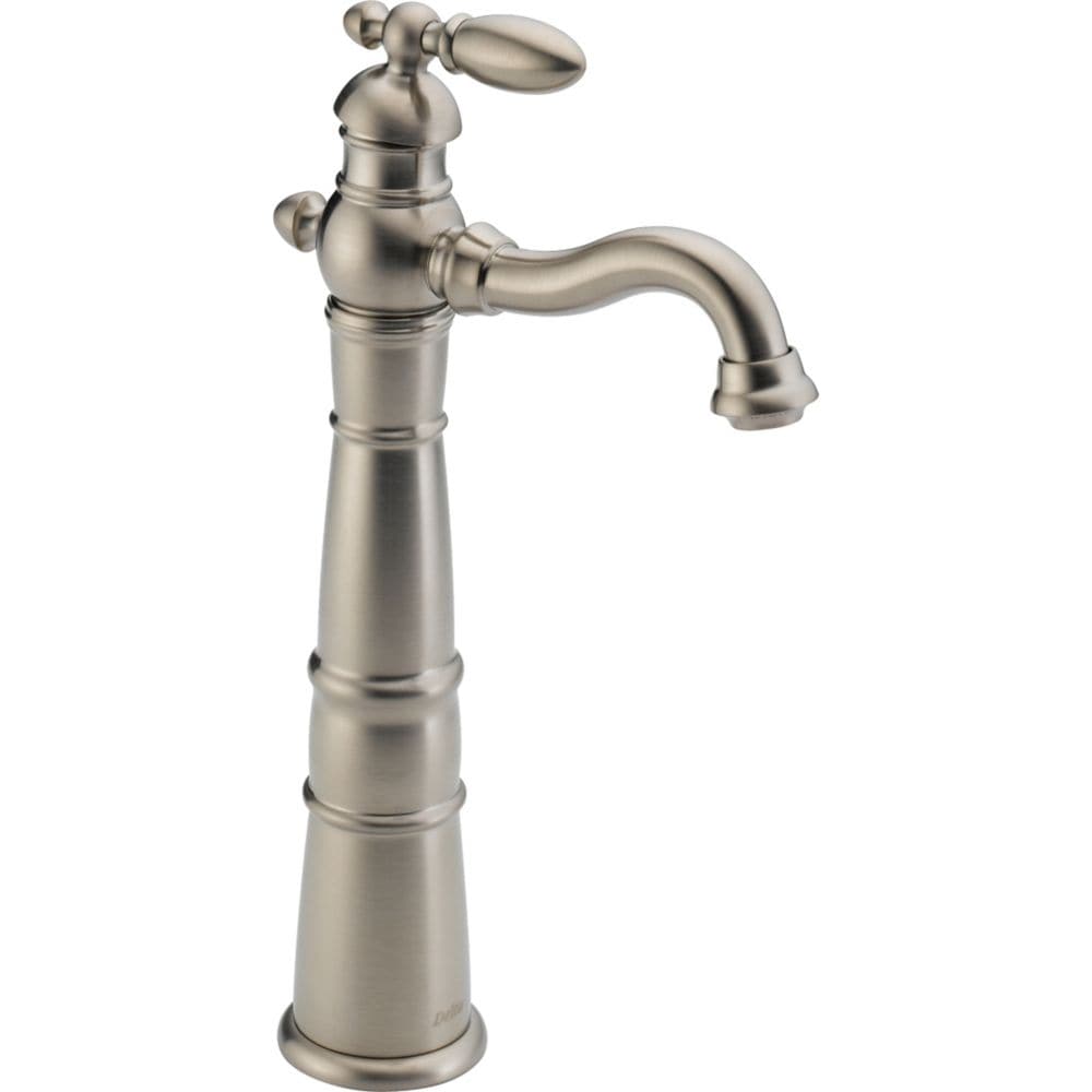 Victorian Single Hole Single Handle Lever High Arc Bathroom Sink Faucet Deck Mount Stainless Steel