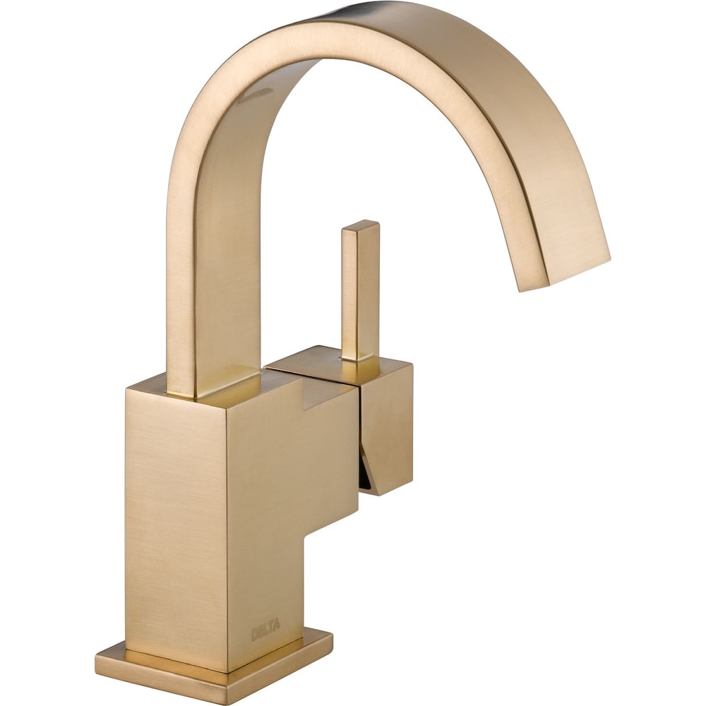 Robinet de salle de bain à arc élevé à poignée unique et à trou unique Vero pour lavabo à montage sur pont, débit standard, or