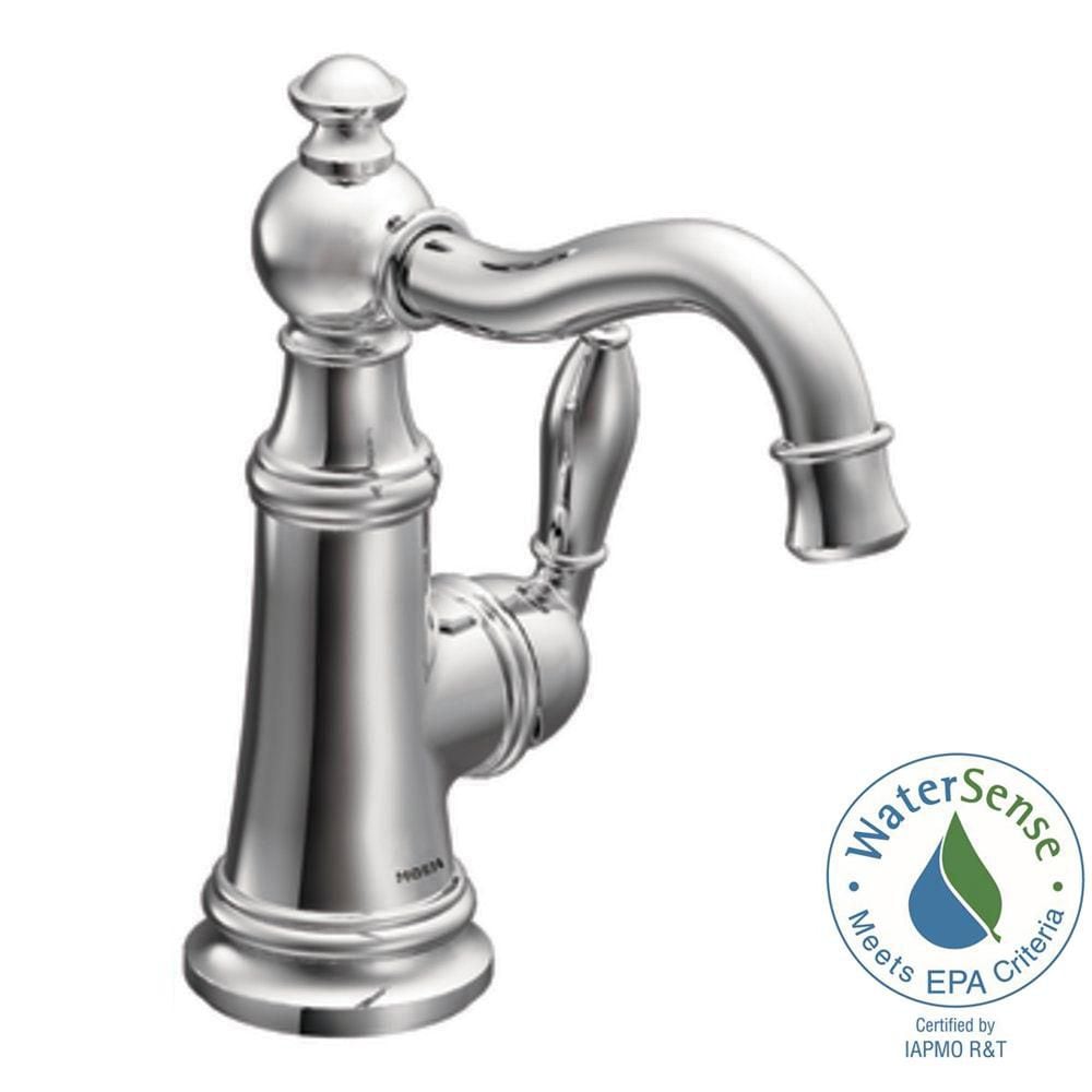 Robinet de lavabo de salle de bain à poignée unique Weymouth en chrome (vidange et valve incluses)