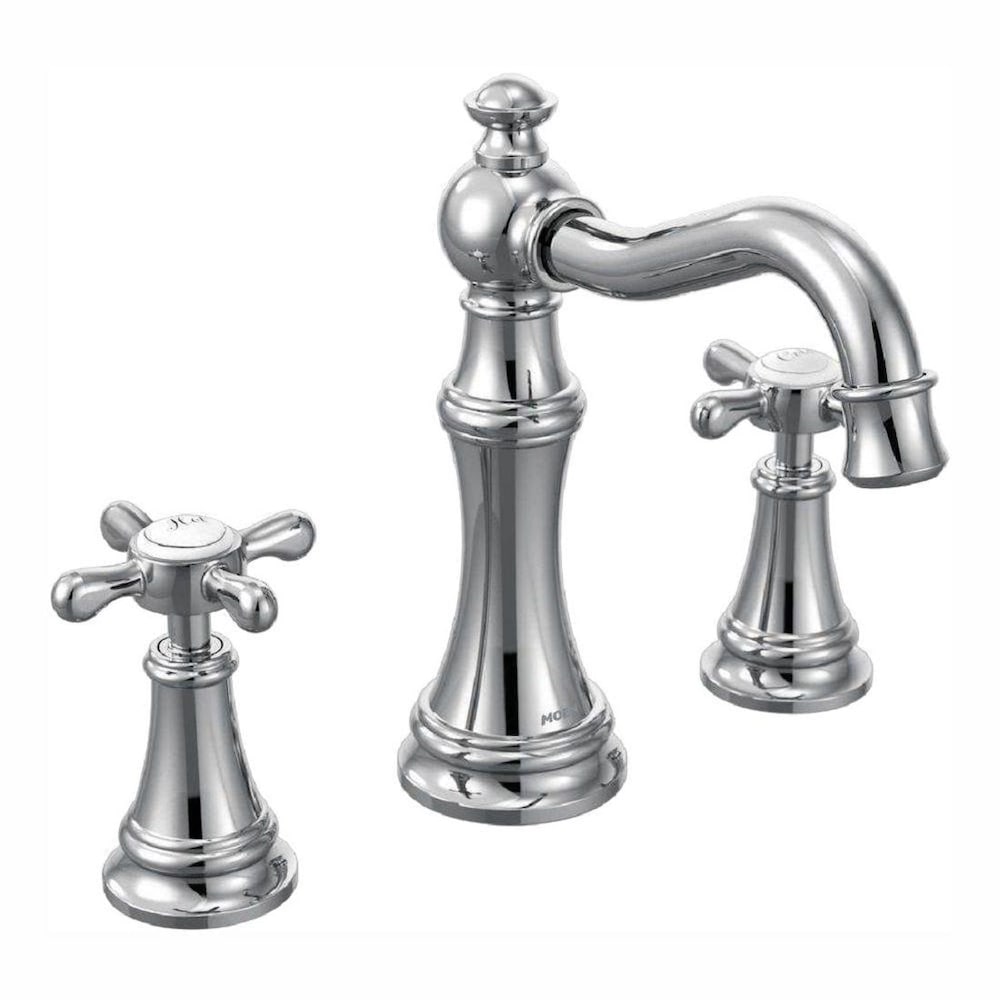 Robinet de lavabo de salle de bain à 2 poignées Weymouth de 8 à 16 pouces en chrome (drain inclus; valve non incluse)