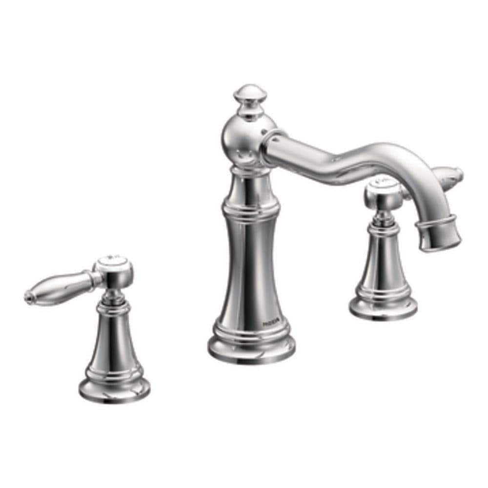 Ensemble de garniture de robinet de baignoire romaine à 2 poignées Weymouth avec douchette à main en chrome (robinet vendu séparément)