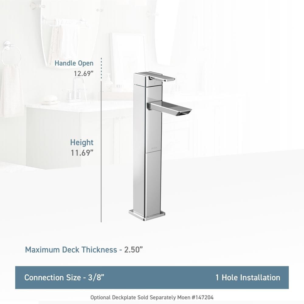 Robinet de lavabo de salle de bain à trou unique à poignée unique à 90 degrés en chrome (drain non inclus; valve incluse)
