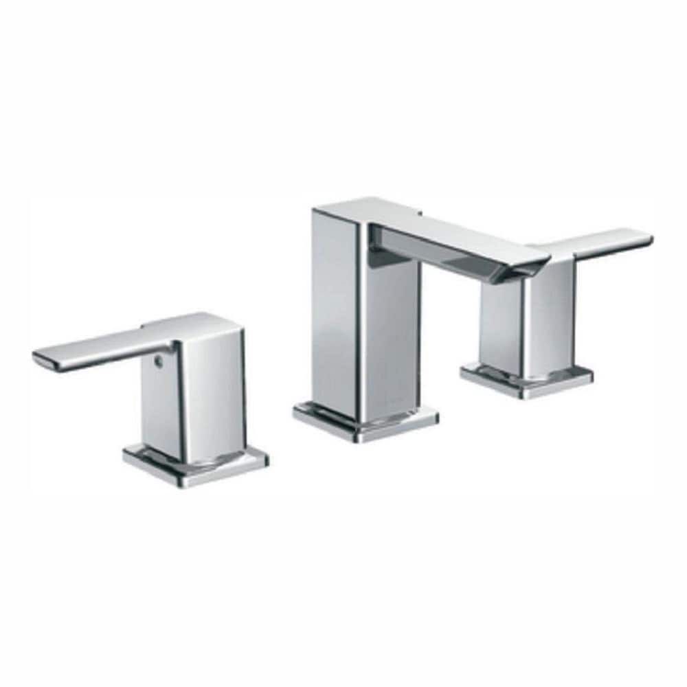 90 Degree 2 Handle 8-to-16-inch Widespread Bathroom Sink Faucet/Tap in Chrome (Drain Included; Valve Not Included)
