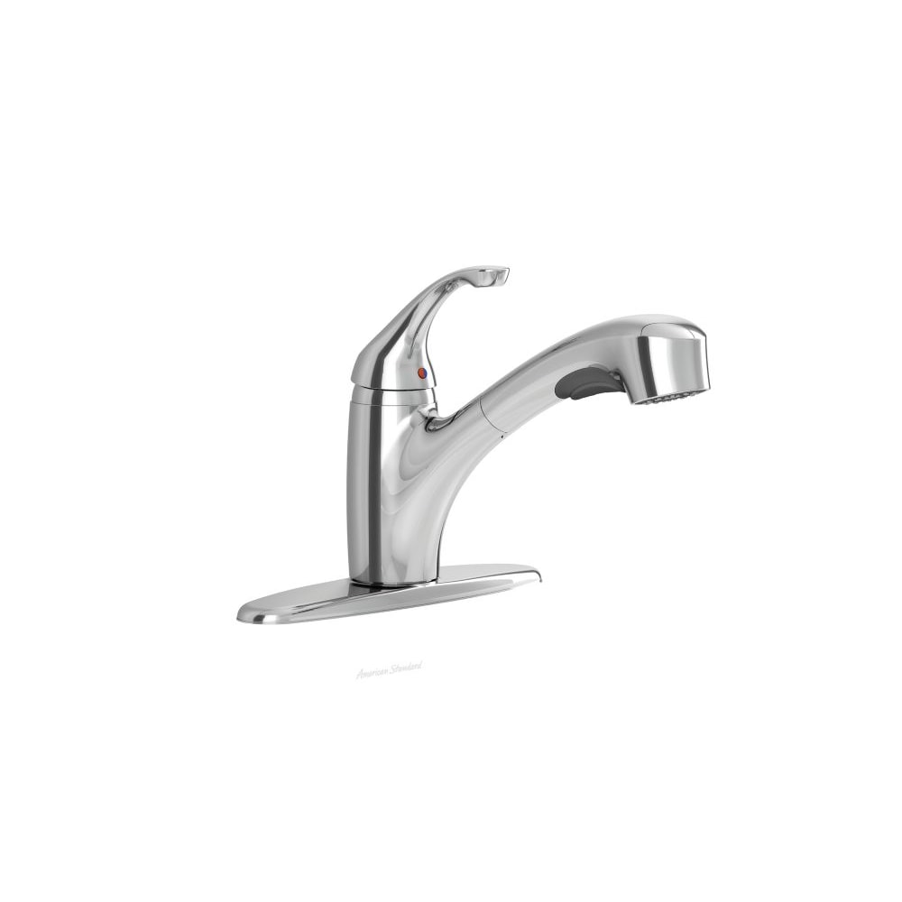 Robinet de cuisine à poignée unique et extractible Jardin en chrome poli avec double jet (robinet et plaque de pont inclus)