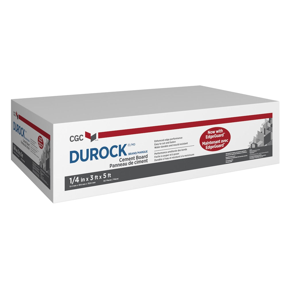 Panneau de ciment avec sous-couche EdgeGuard 1/4 po x 3 pi x 5 pi