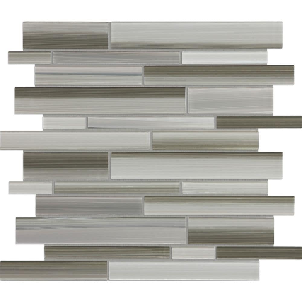 Strip Glass Mosaic Tile in Tribeca Mist