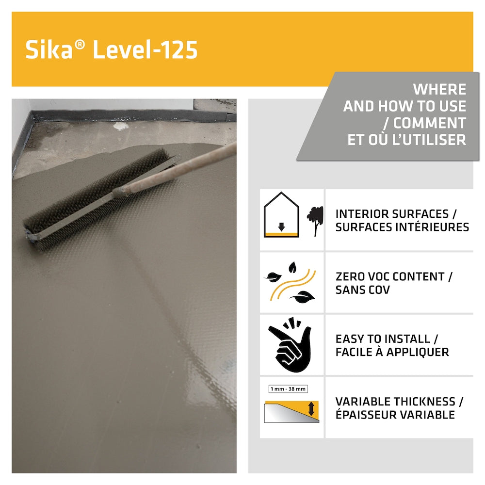 Level-125CA, 22,7 kg, ciment autonivelant, sous-couche monocomposant pour projets intérieurs