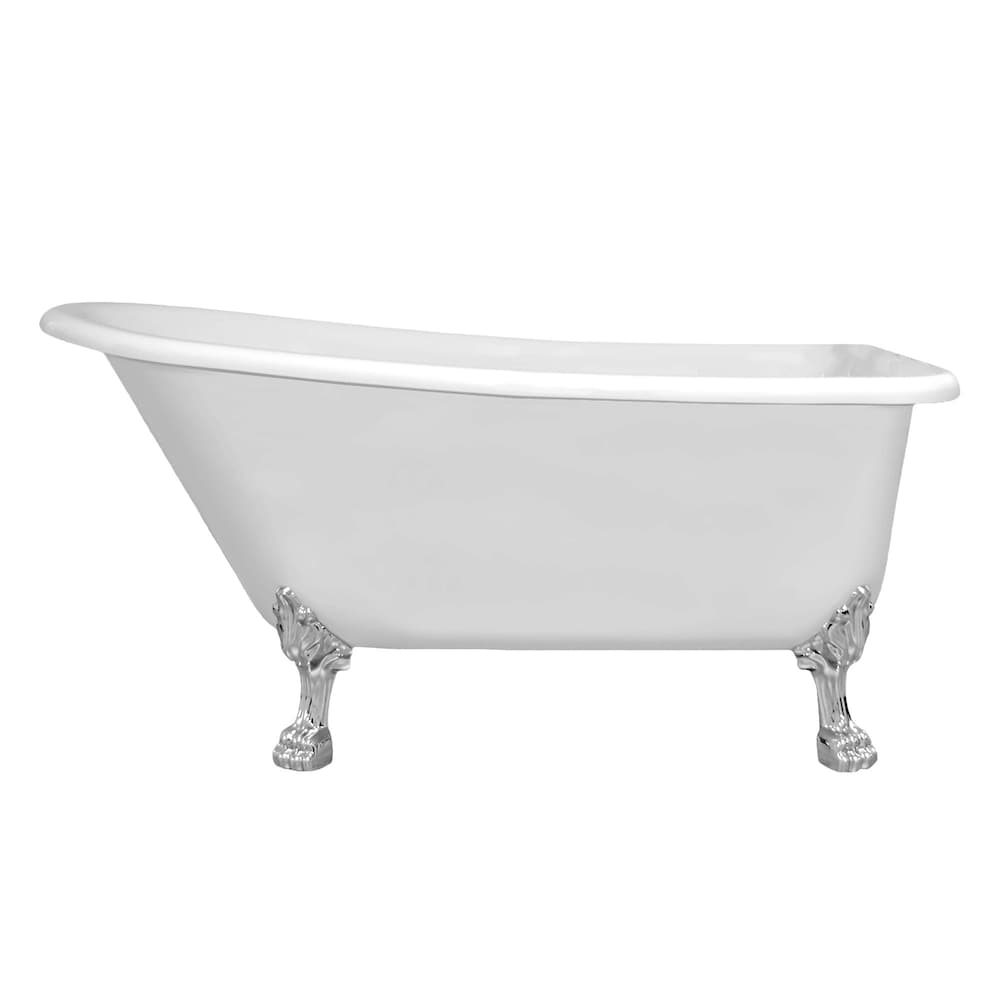 Baignoire autoportante Victoria de 69 pouces avec pieds chromés et robinet autoportant