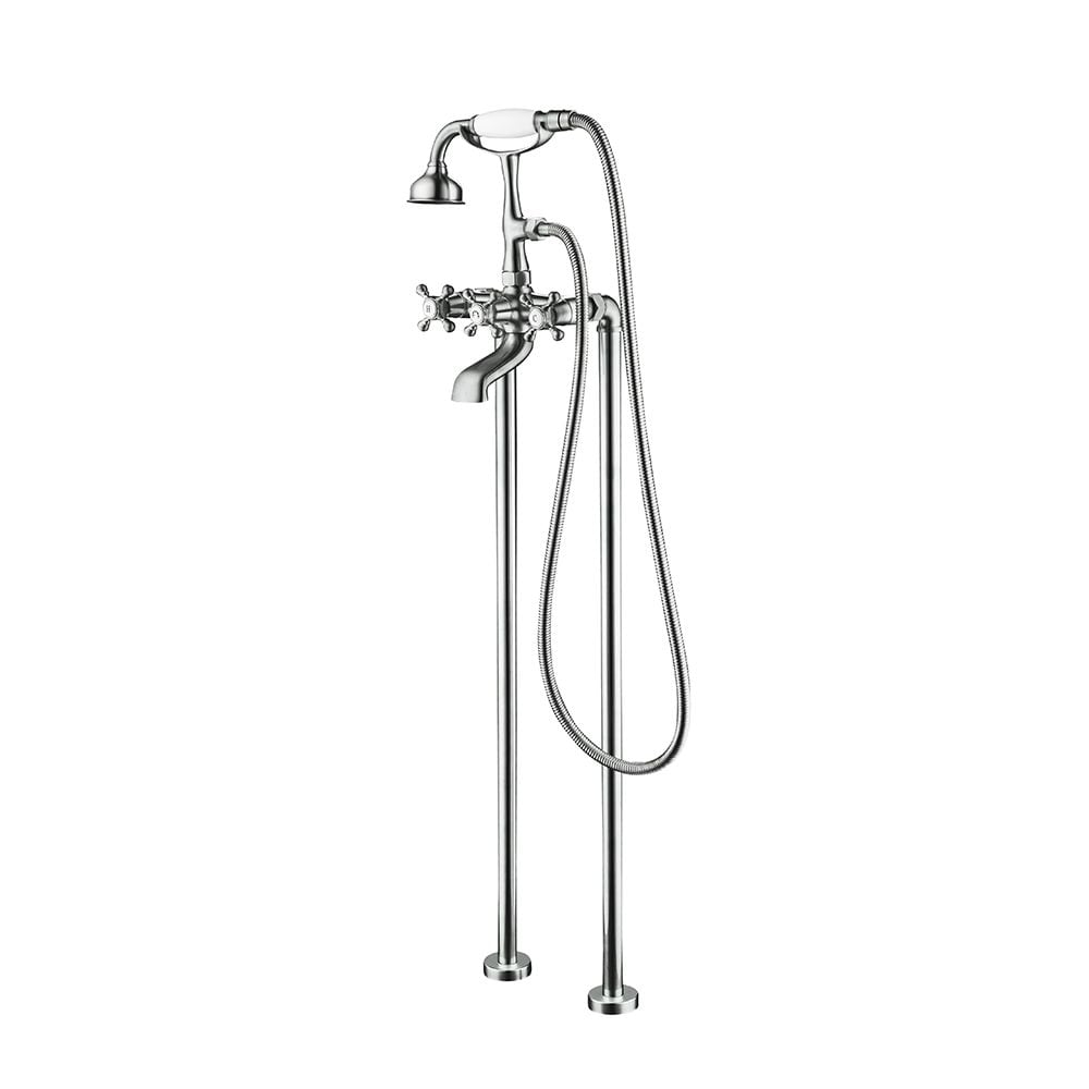 Baignoire autoportante Victoria de 69 pouces avec pieds chromés et robinet autoportant