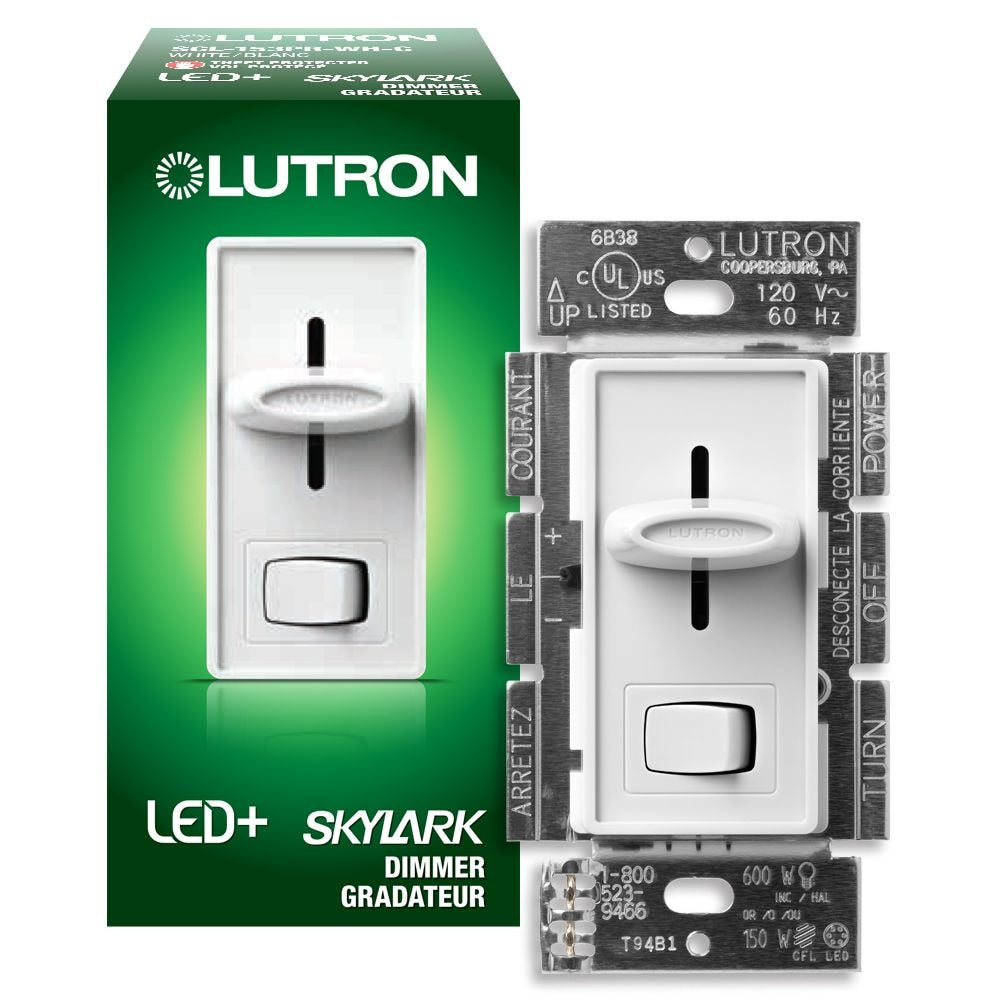 Interrupteur variateur Skylark LED+ pour ampoules LED/halogènes/à incandescence à intensité variable, unipolaire ou à 3 voies, blanc