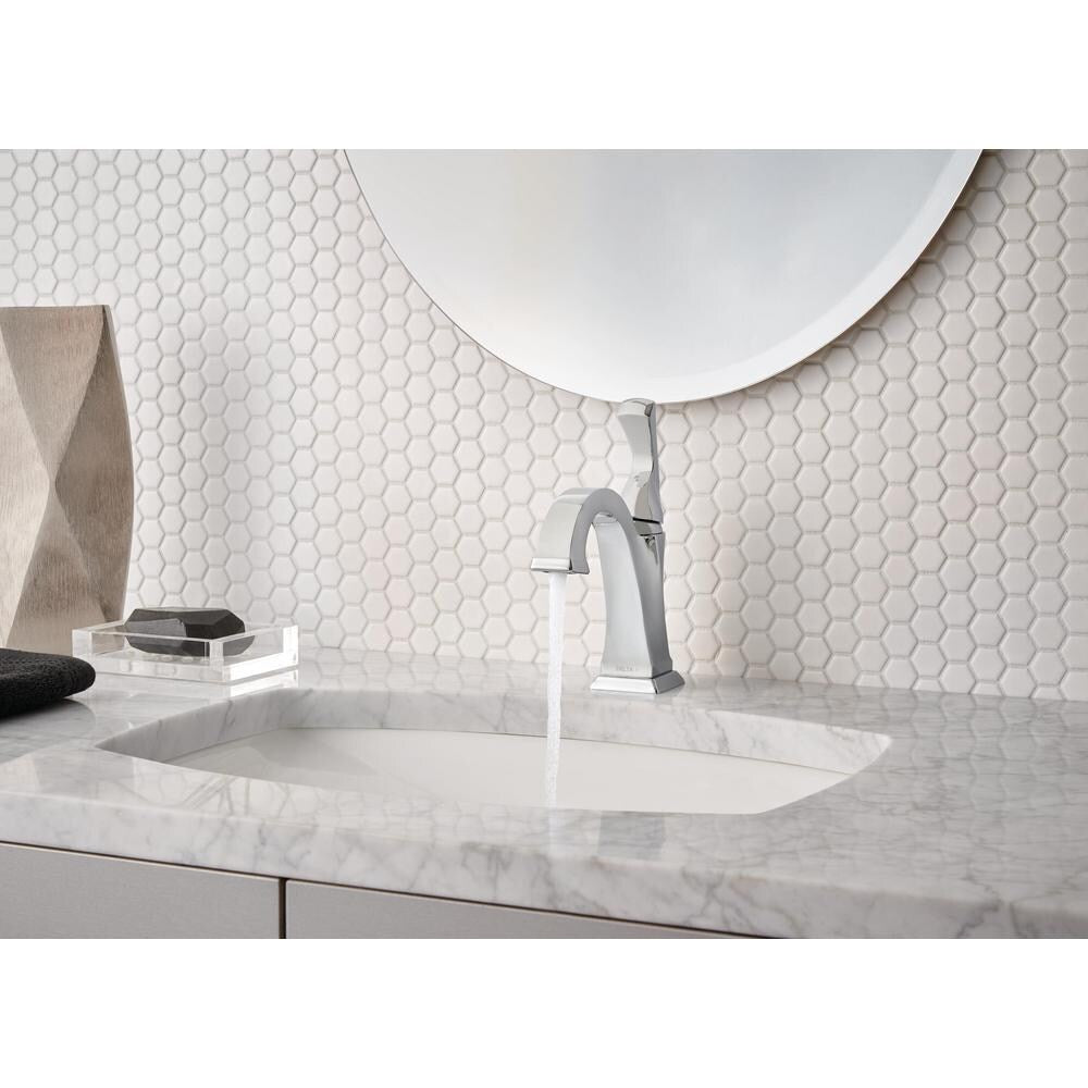 Robinet de lavabo de salle de bain à arc élevé à poignée unique et à trou unique Dryden, montage sur pont, débit standard, chrome