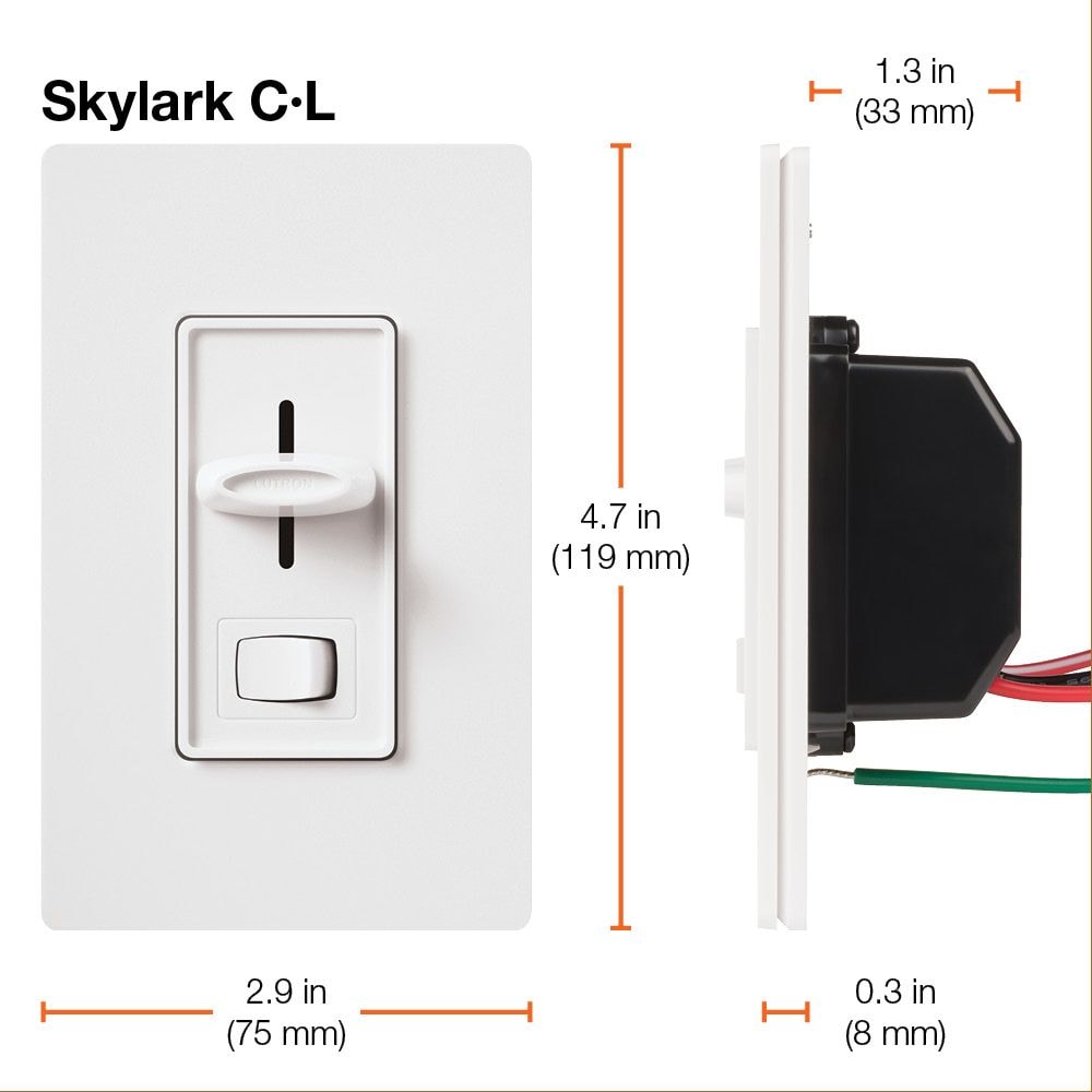 Interrupteur variateur Skylark LED+ pour ampoules LED/halogènes/à incandescence à intensité variable, unipolaire ou à 3 voies, blanc