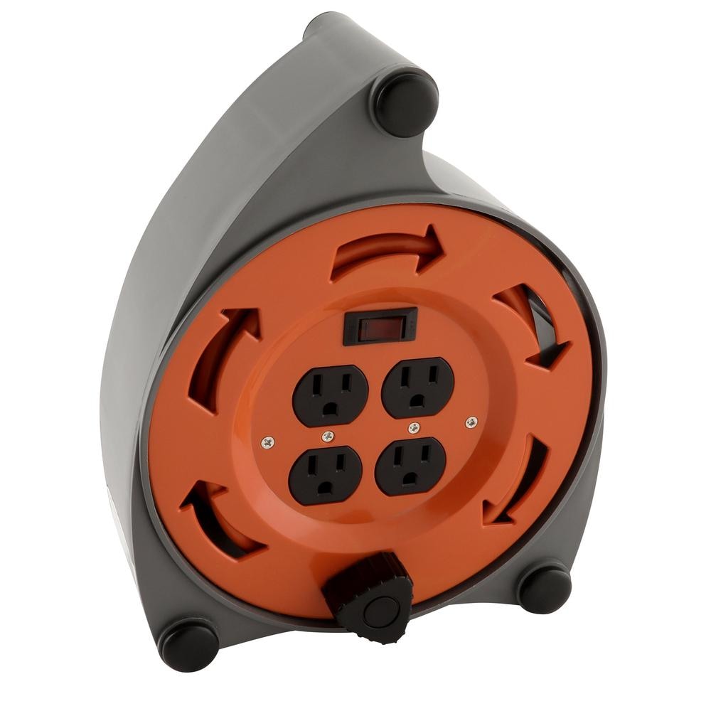 20 ft. 16 Gauge 13 Amps Indoor Light Duty 4-Outlet Extension Cord Reel