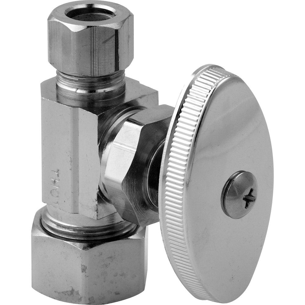 Valve droite, compression nominale de 1/2 pouce x compression de 3/8 pouce de diamètre extérieur