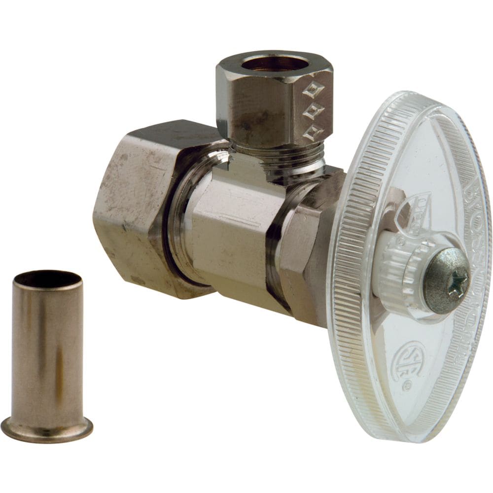Vanne d'angle compression nominale de 1/2 pouce x compression de 3/8 pouce de diamètre extérieur avec insert