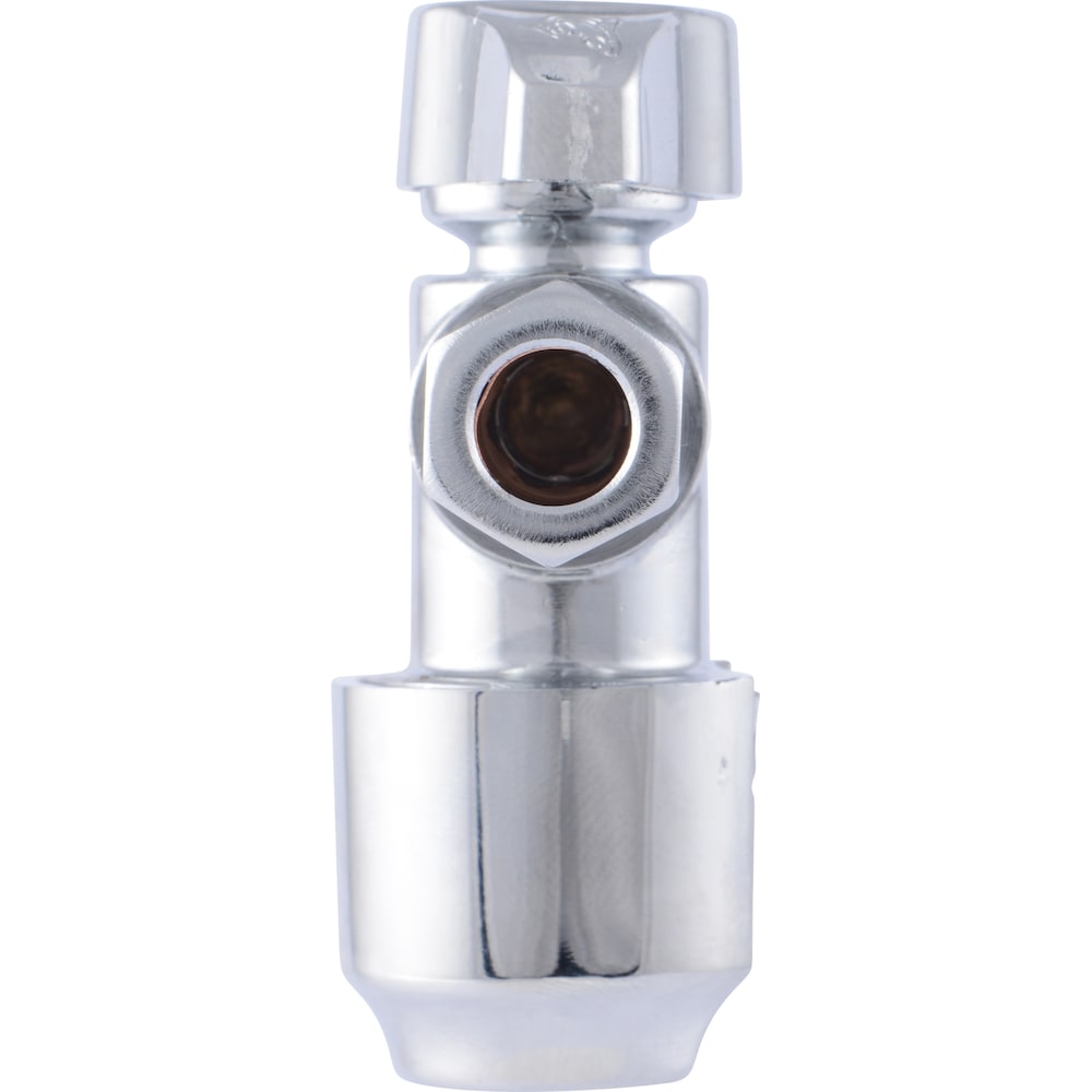 1/2 inch x 3/8 inch Chrome Brass Push-to-Connect Compression Angle Stop Valve
