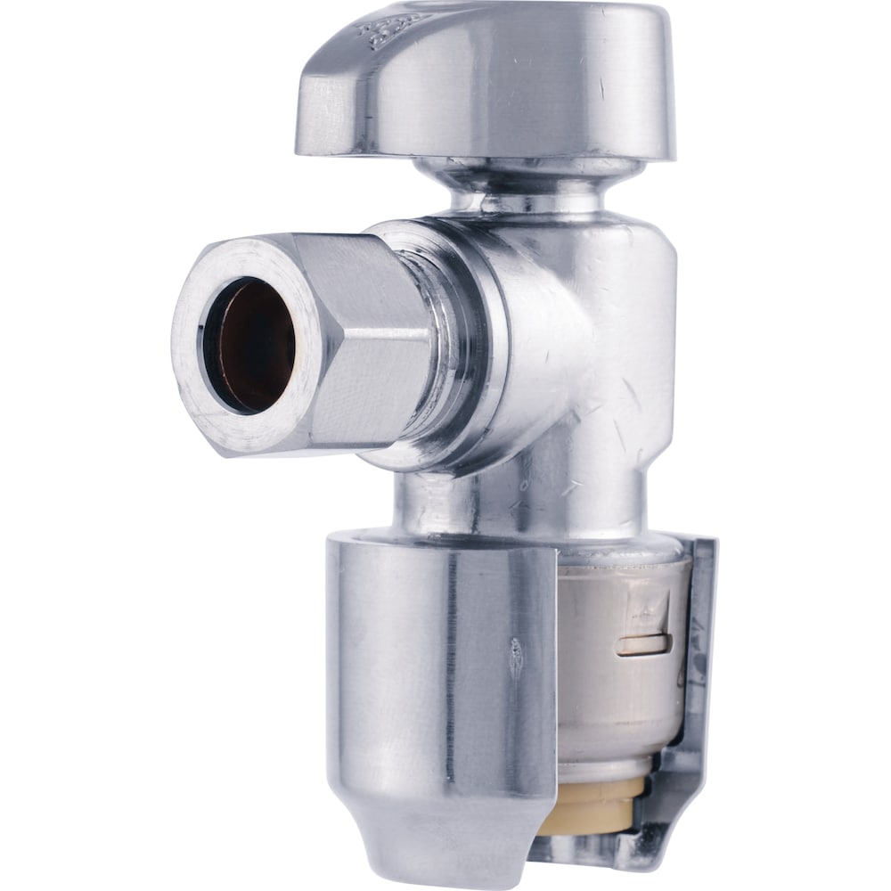1/2 inch x 3/8 inch Chrome Brass Push-to-Connect Compression Angle Stop Valve