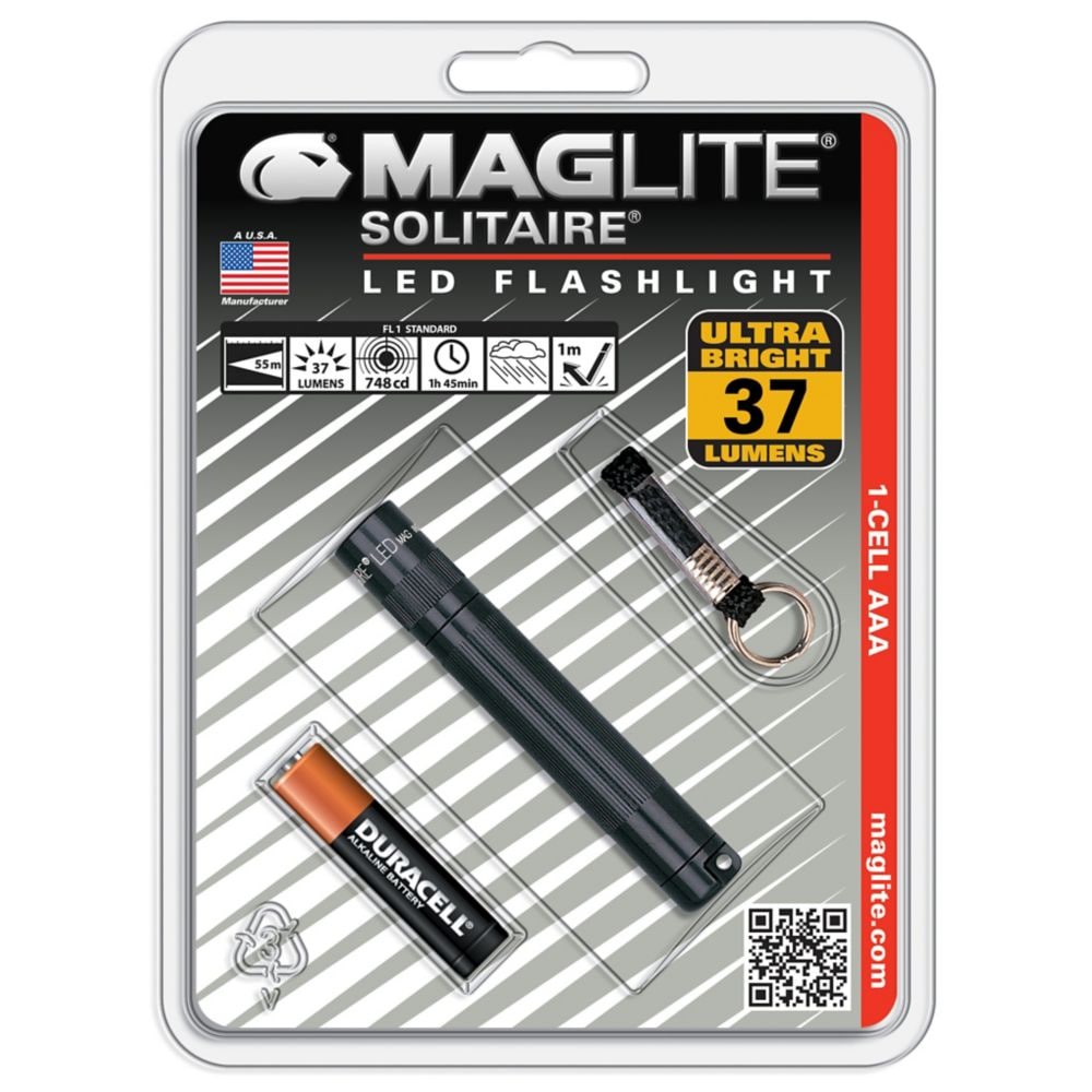 1-Cell AAA Solitaire LED Flashlight - Black