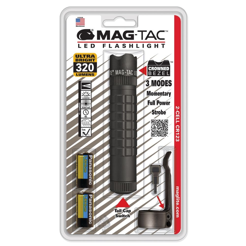 Mag-Tac Crowned Bezel 2-Cell LED Flashlight - Black