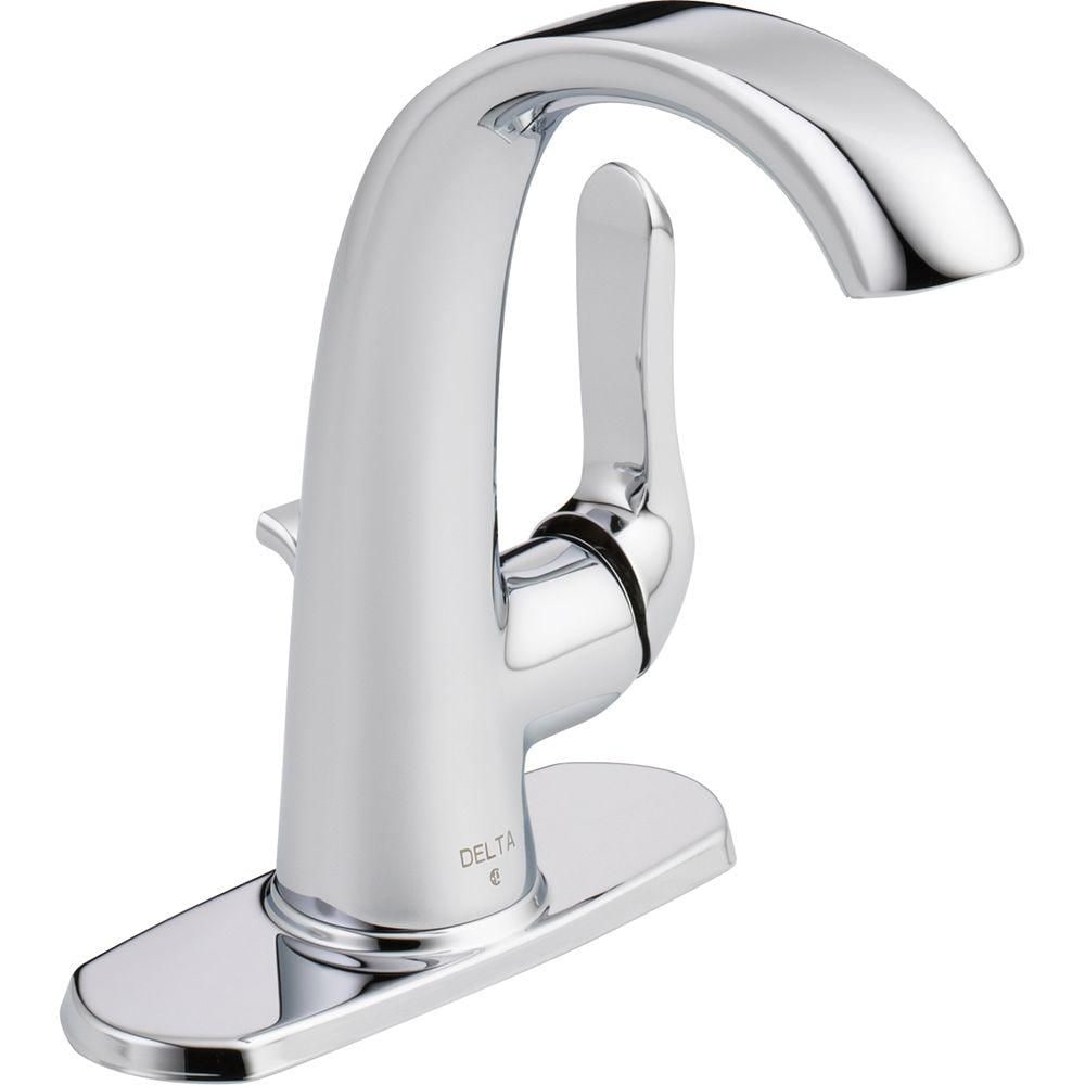 Robinet de lavabo de salle de bain à arc moyen à poignée unique et trou unique Soline, montage sur pont, débit standard, chrome