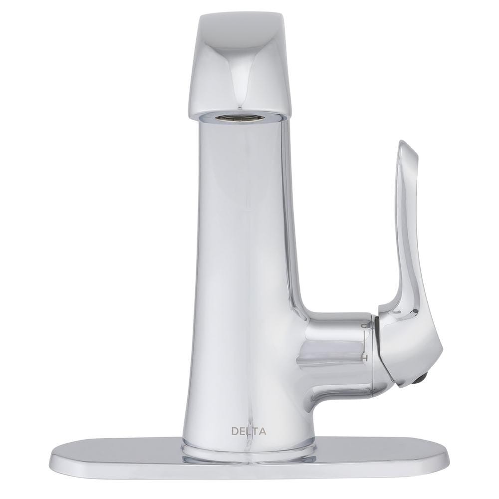 Robinet de lavabo de salle de bain à arc moyen à poignée unique et trou unique Soline, montage sur pont, débit standard, chrome