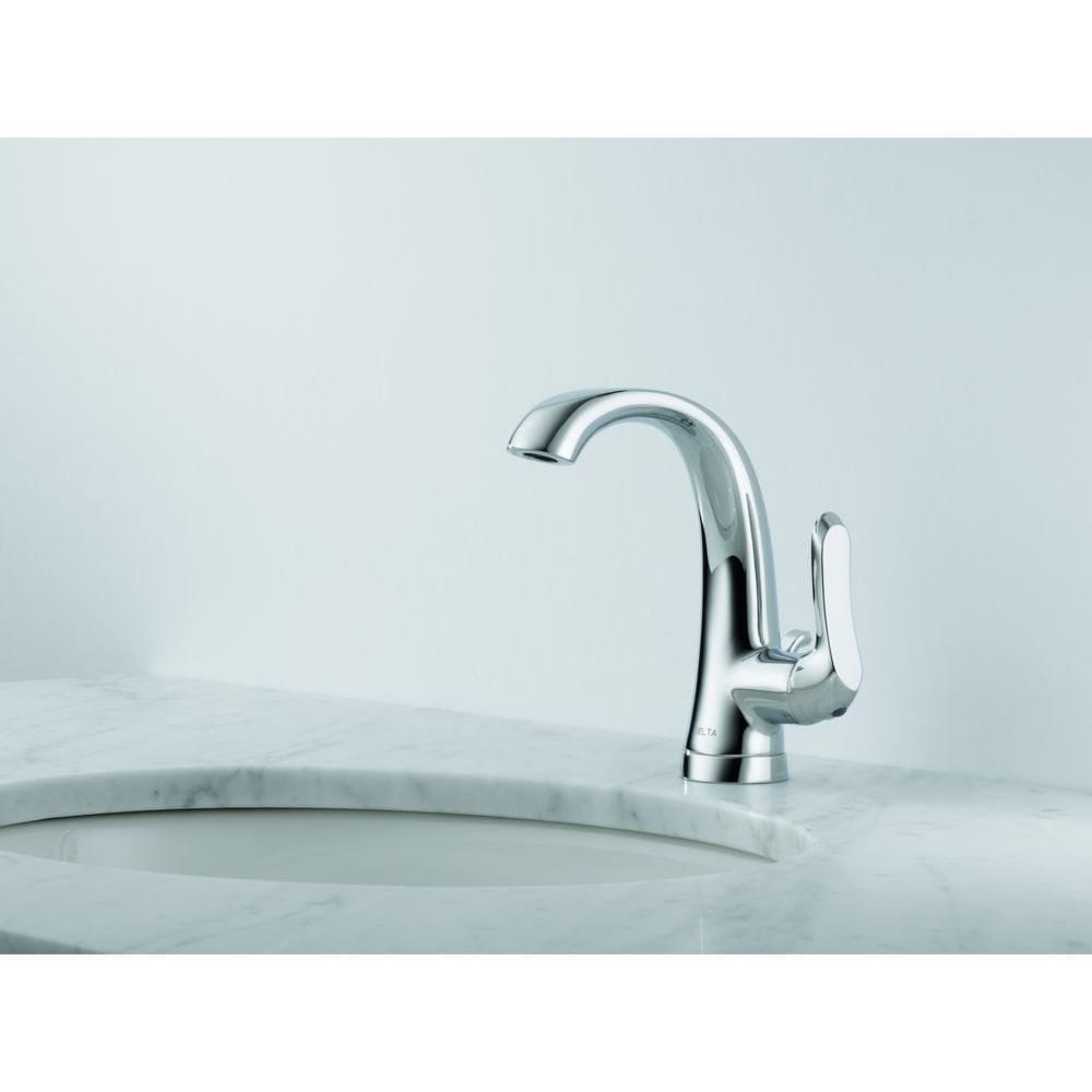 Robinet de lavabo de salle de bain à arc moyen à poignée unique et trou unique Soline, montage sur pont, débit standard, chrome