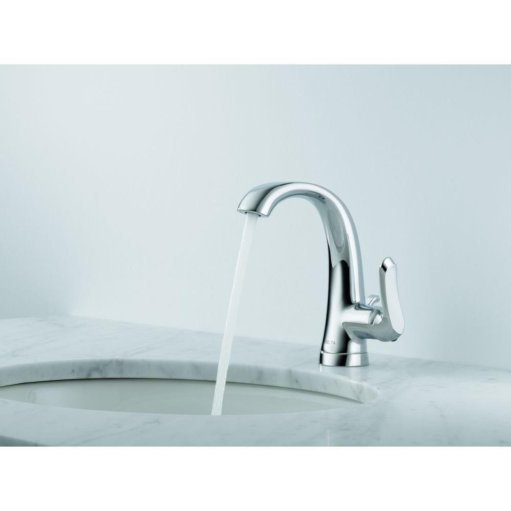 Robinet de lavabo de salle de bain à arc moyen à poignée unique et trou unique Soline, montage sur pont, débit standard, chrome