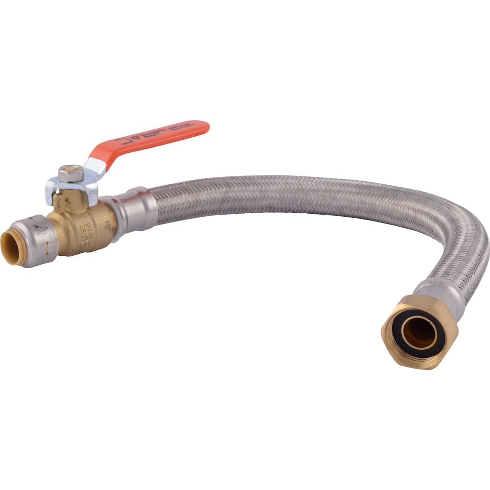 1/2 inch x 18 inch Push-to-Connect Water Heater Connector with Ball Valve