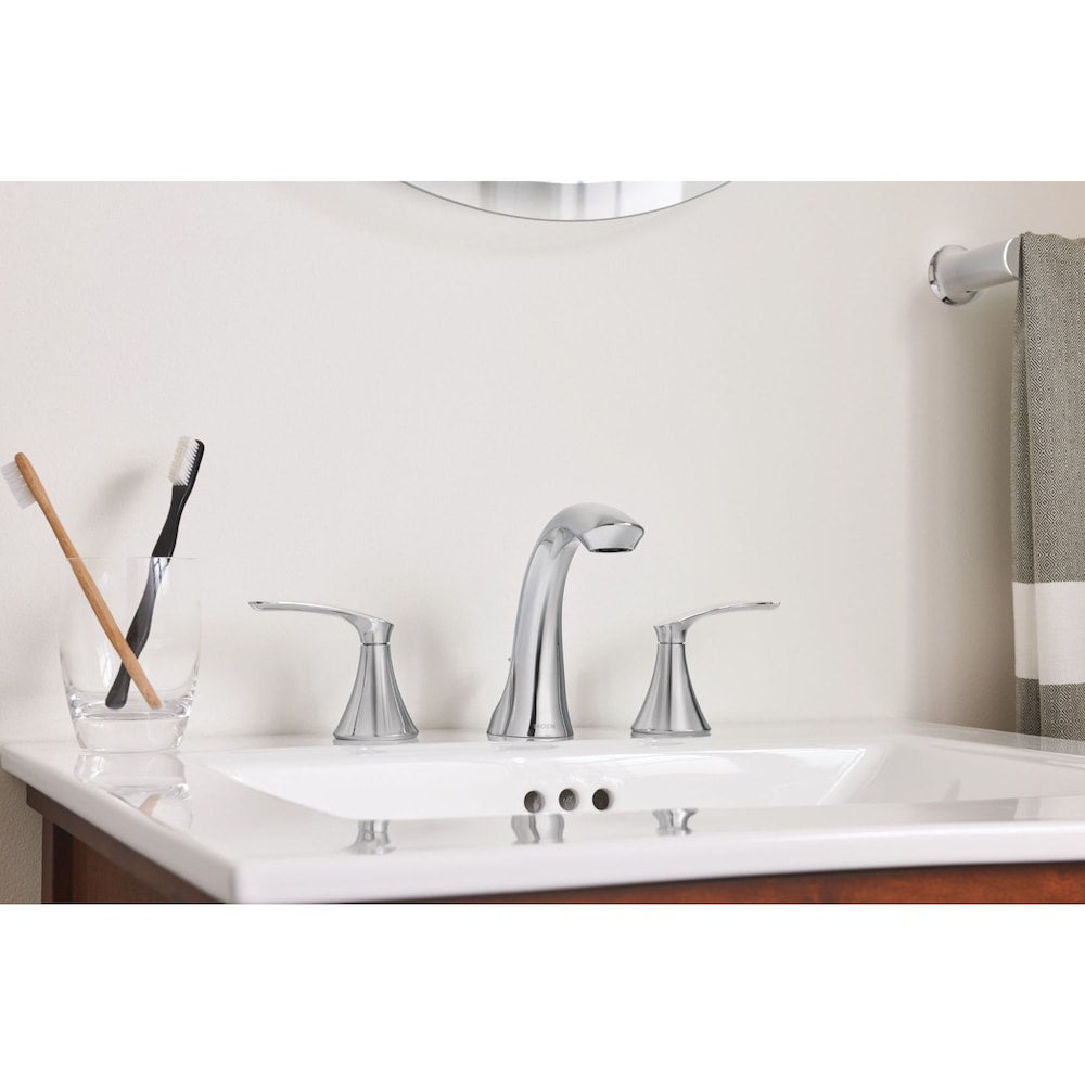 Darcy 2 Handle 8-to-16-inch Widespread Bathroom Sink Faucet/Tap in Chrome (Drain and Valve Included)