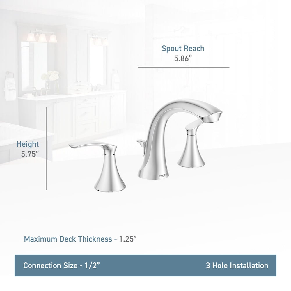 Darcy 2 Handle 8-to-16-inch Widespread Bathroom Sink Faucet/Tap in Chrome (Drain and Valve Included)
