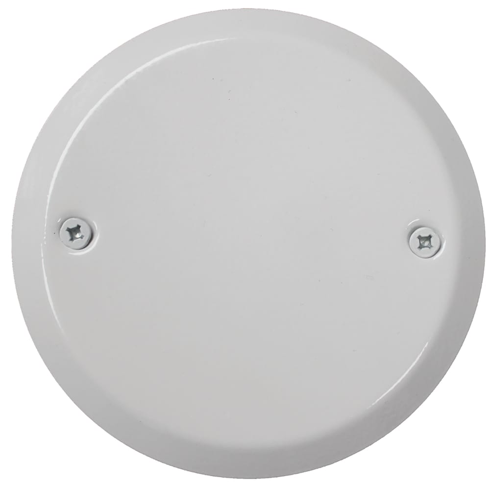 5 in. round flat blank cover. White enamel paint