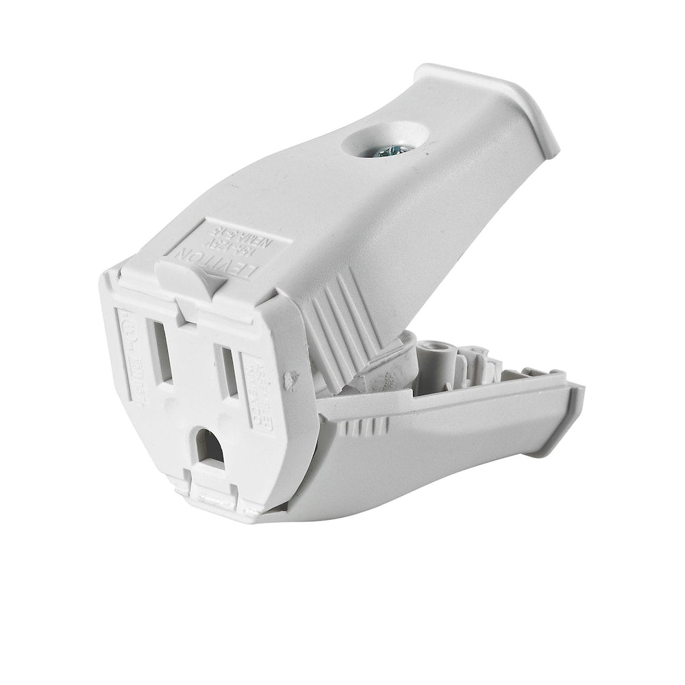 15A 125V 2-Pole 3-Wire Grounding Cord Outlet in White