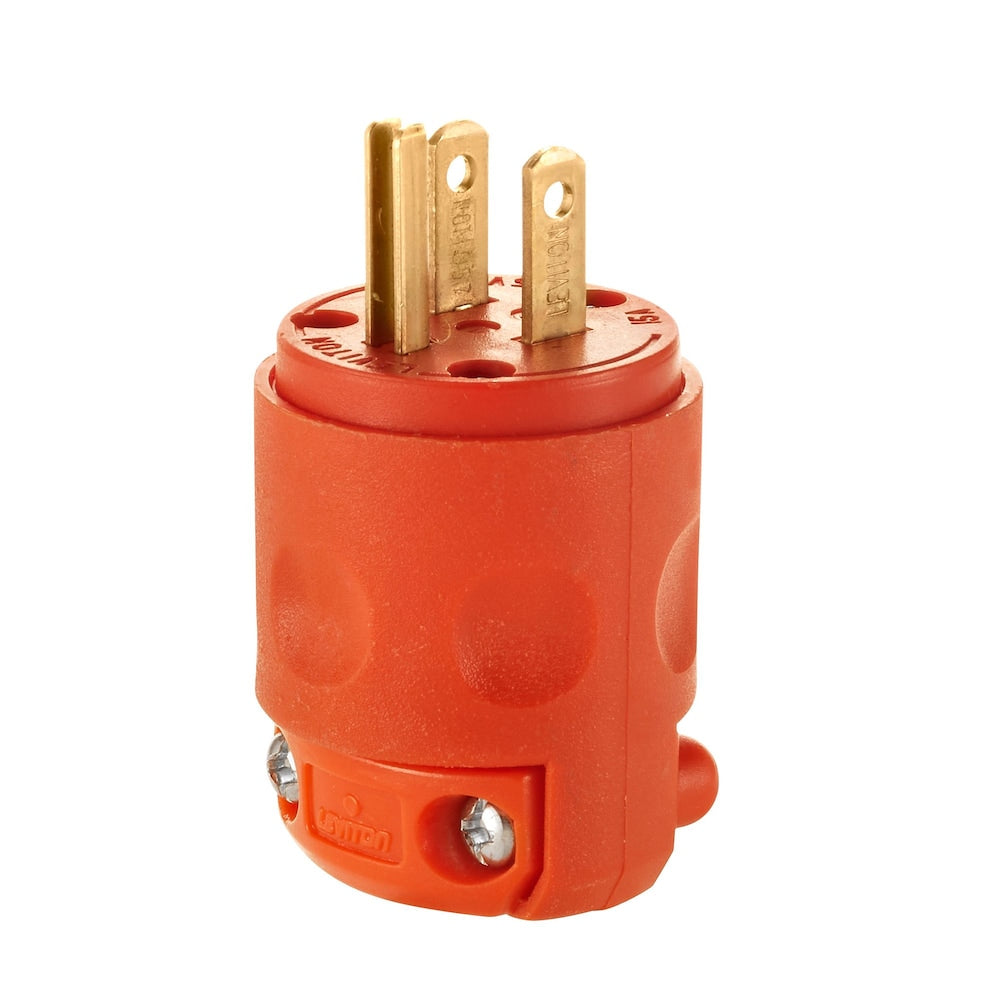 15 Amp, 125 Volt, NEMA 5-15P, 2 Pole, 3 Wire, Plug, Straight Blade - Orange