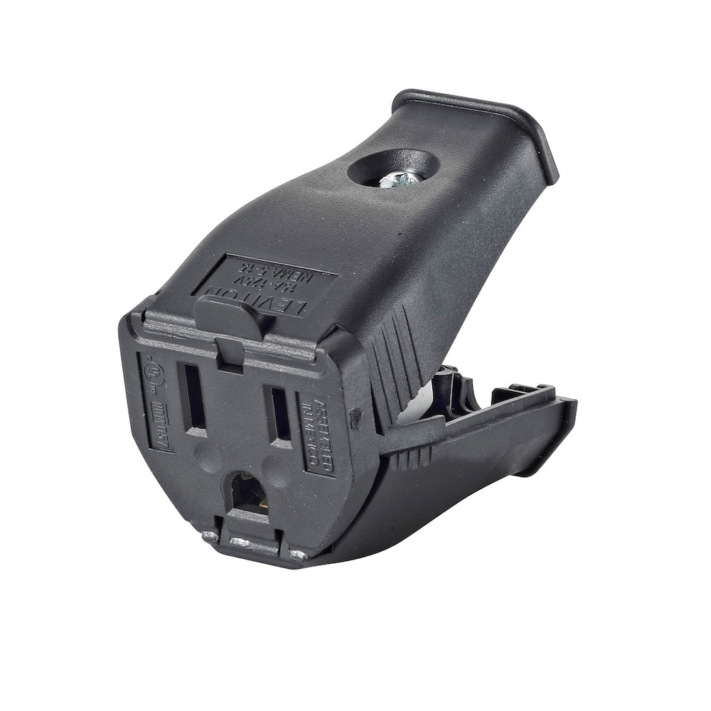 15A 125V 2-Pole 3-Wire Grounding Cord Outlet in Black