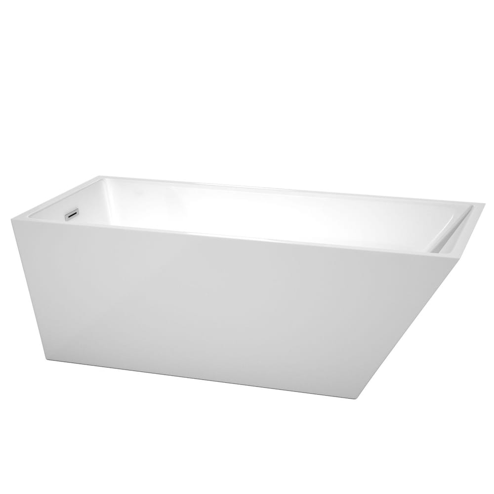 Hannah 67-inch Acrylic Flat-Bottom Back Drain Soaking Tub in White