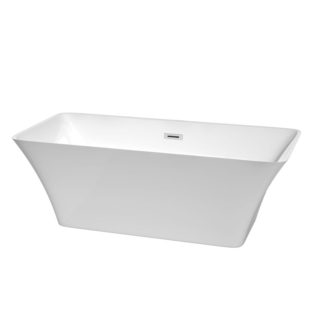 Tiffany 5 Feet 8-Inch Acrylic Freestanding Flatbottom Bathtub in White