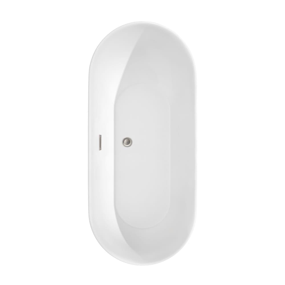 Melissa 5 Feet 5-Inch Soaker Bathtub with Centre Drain and Floor Mounted Faucet in Brushed Nickel
