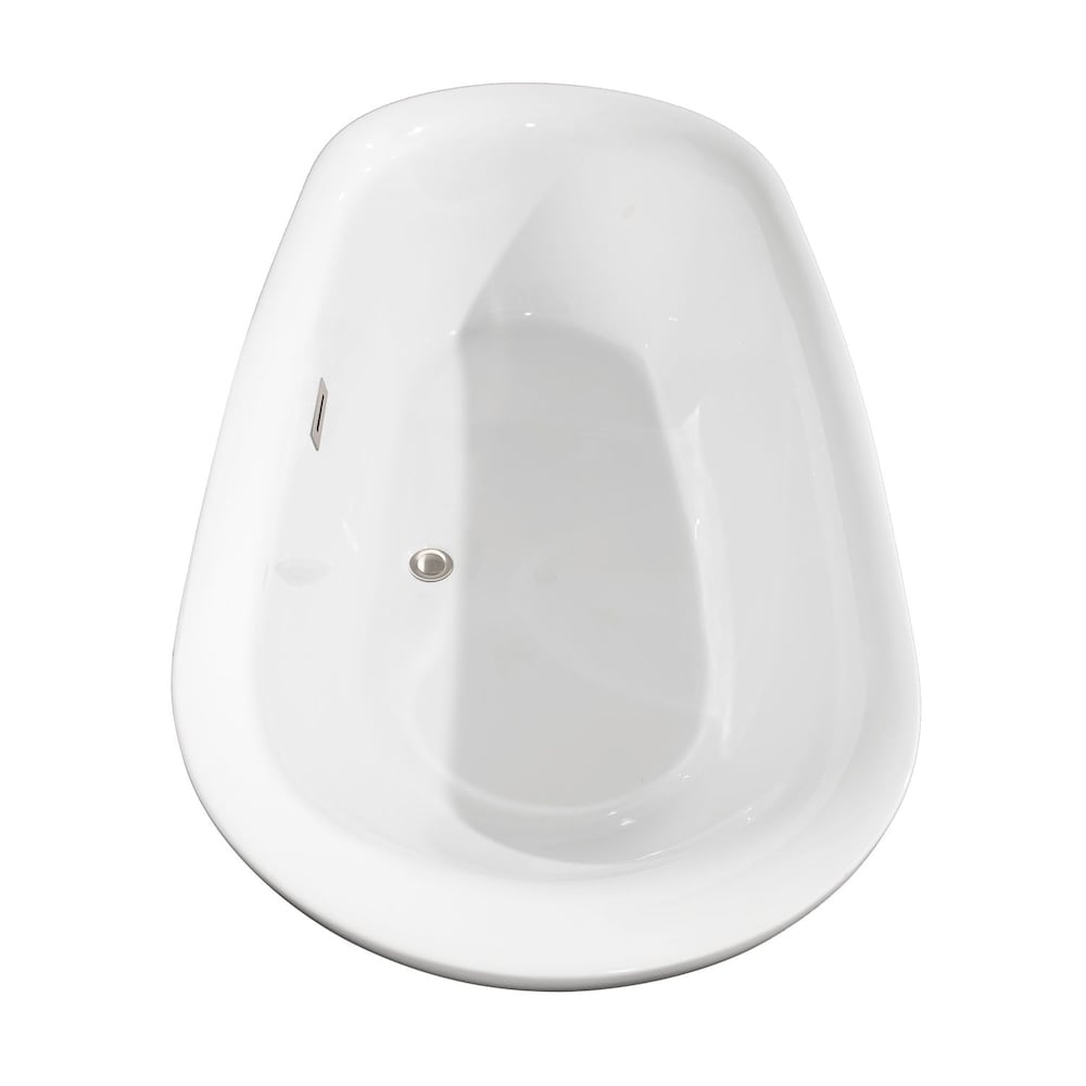 Melissa 5 Feet 5-Inch Soaker Bathtub with Centre Drain and Floor Mounted Faucet in Brushed Nickel