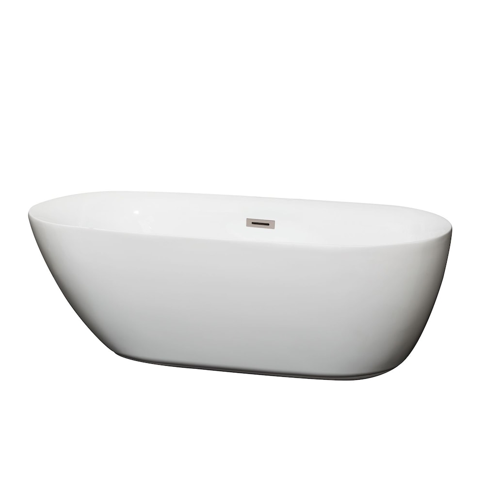 Baignoire de trempage Melissa de 5 pieds et 5 pouces avec drain central en blanc