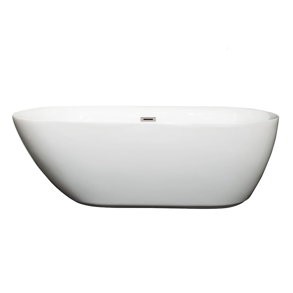 Baignoire de trempage Melissa de 5 pieds et 5 pouces avec drain central en blanc